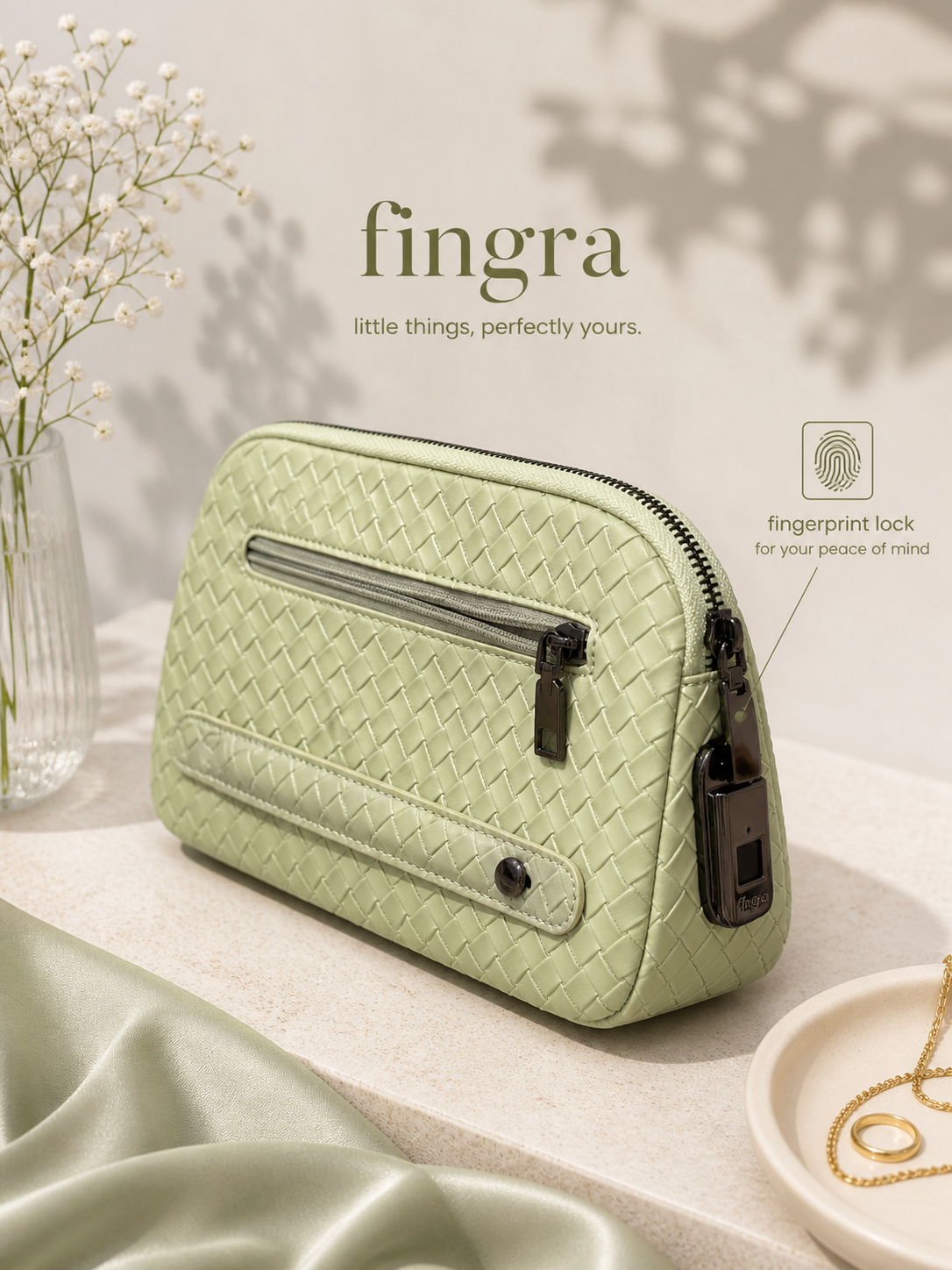 Fingerprint Lock Ladies Handbag | Anti-Theft Smart Purse