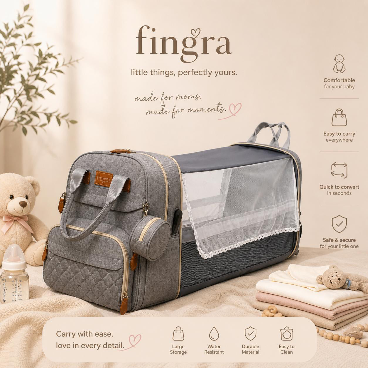 Multifunctional Baby Diaper Bag Backpack – Waterproof & Large Capacity